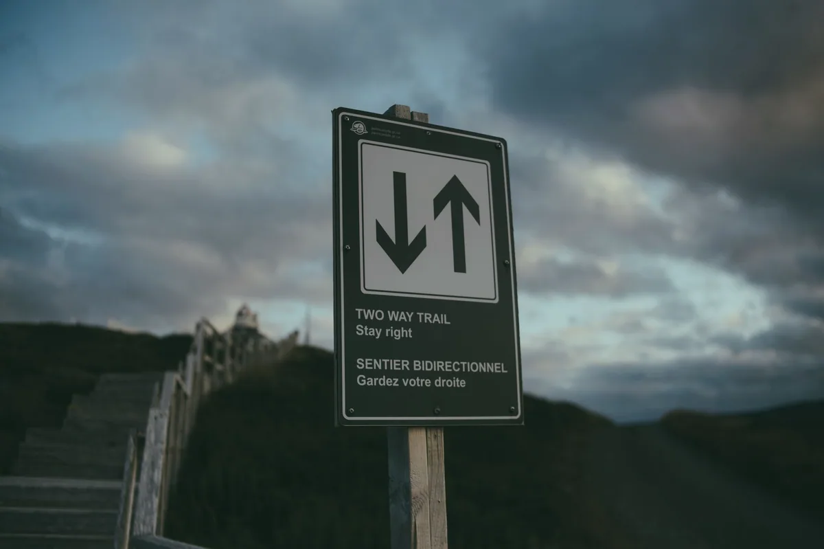İki farklı yönü gösteren yol tabelası