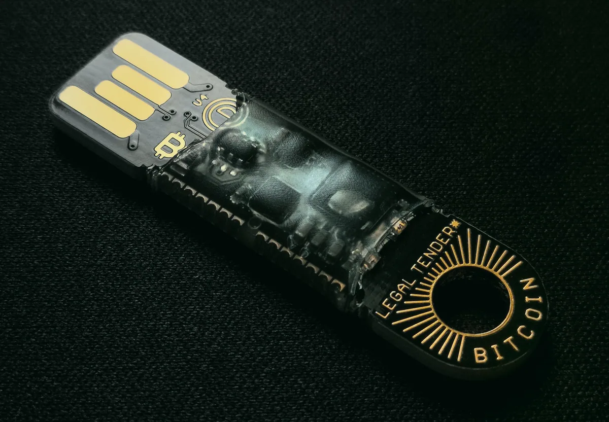 Masa üzerinde USB bağlantılı donanım kripto cüzdanı