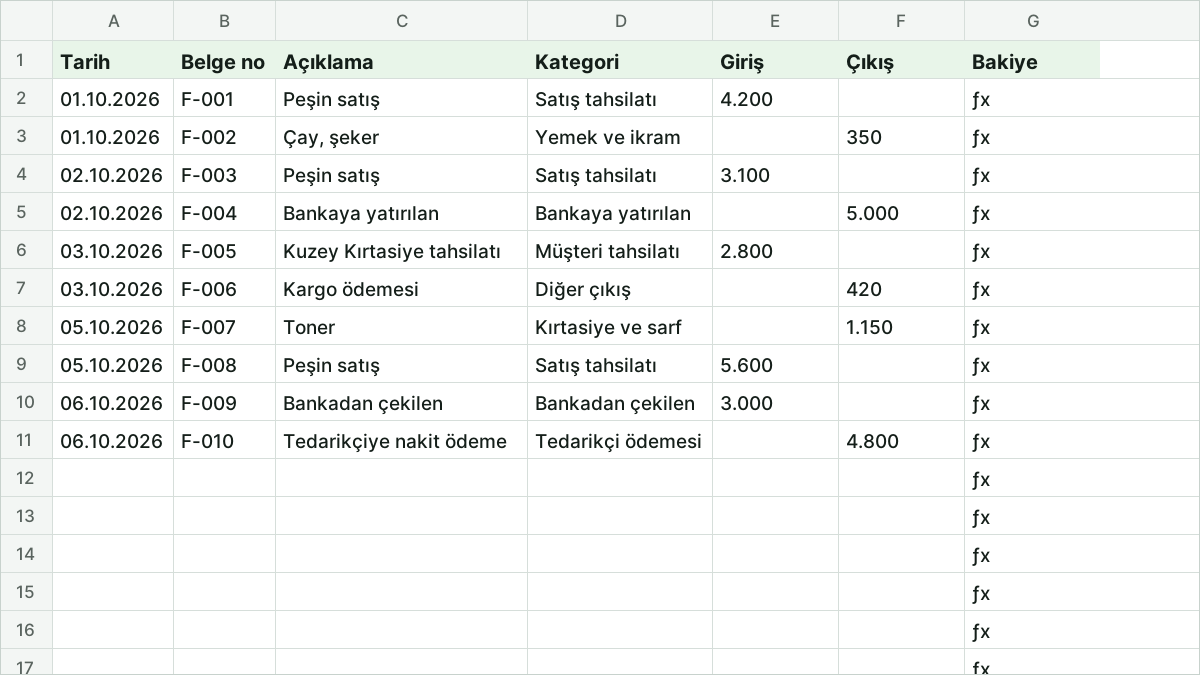 Kasa Defteri: Günlük Nakit Giriş ve Çıkışlarını Excel'de Tutun önizlemesi