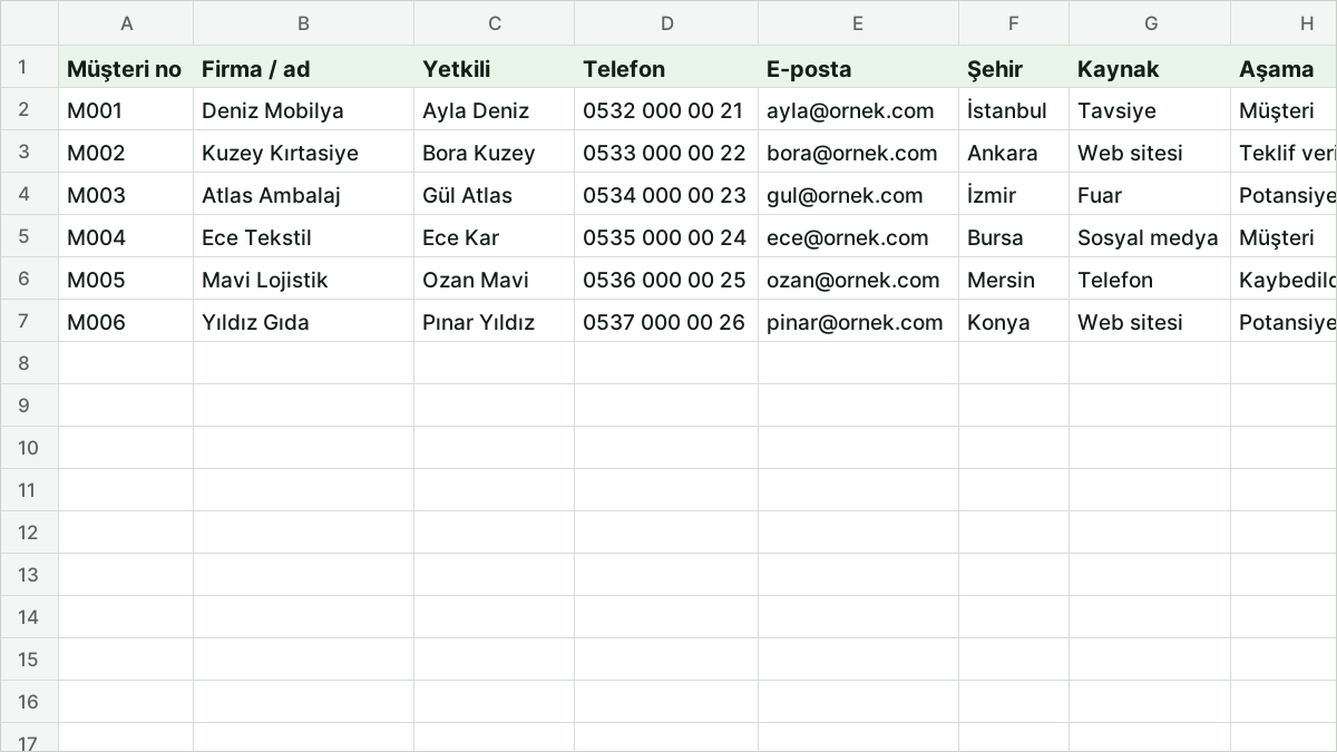 Müşteri Takip Tablosu: Görüşmeleri ve Takip Zamanını Kaçırmayın önizlemesi