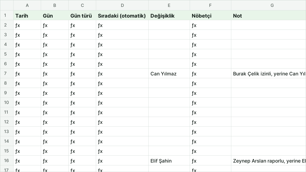 Nöbet Listesi: Nöbetleri Excel'de Otomatik Sırayla Dağıtın önizlemesi